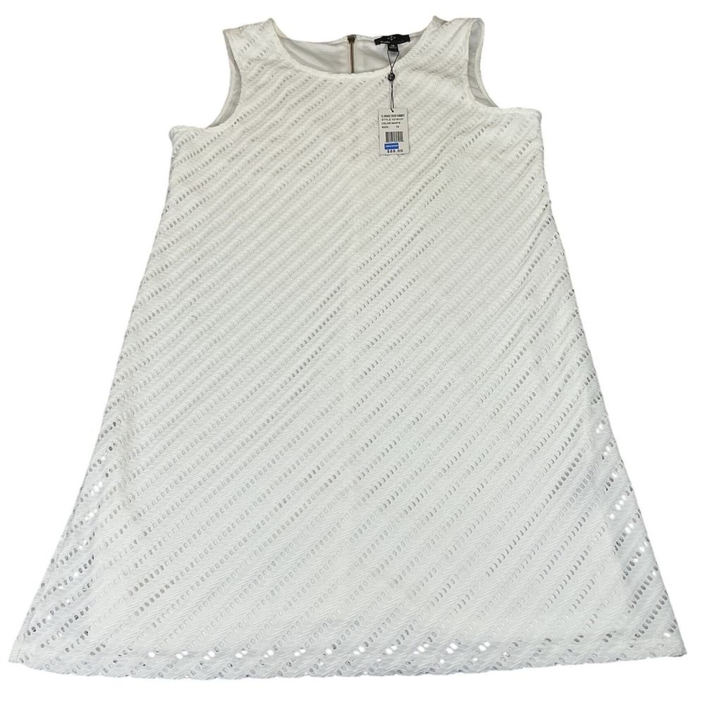 Ronni Nicole White Textured Dress Size 16 Sleeveless A-Line Eyelet NWTMSRP $88